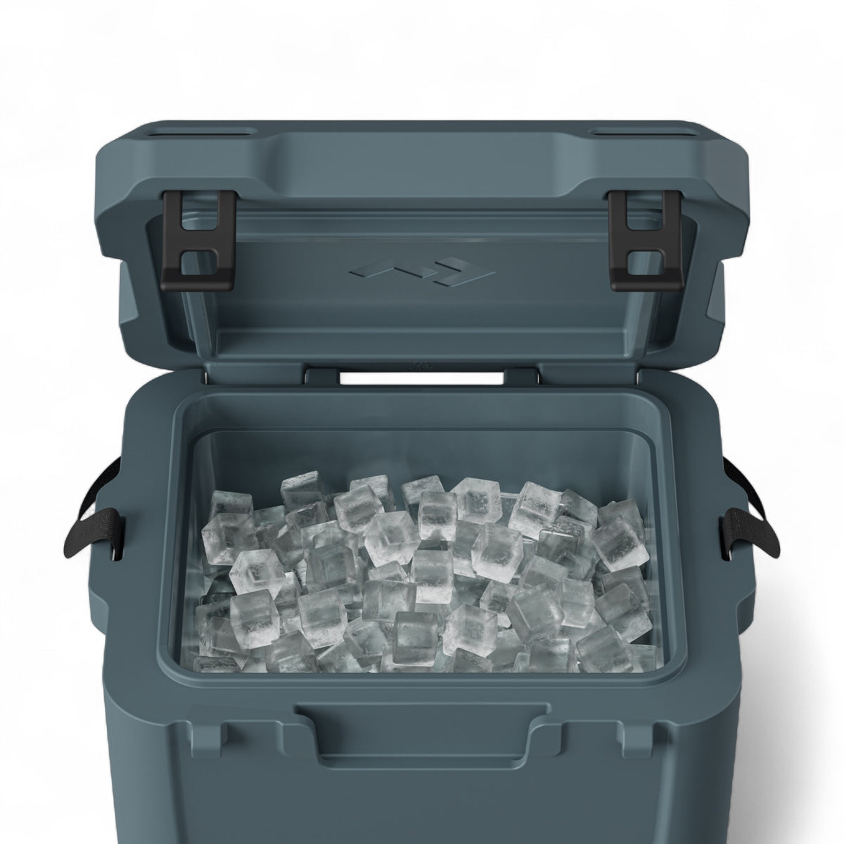 Dometic CI 15 koelbox 15L – passief, voor boot & outdoor, detail in Ocean kleur, openstaand met ijsblokjes