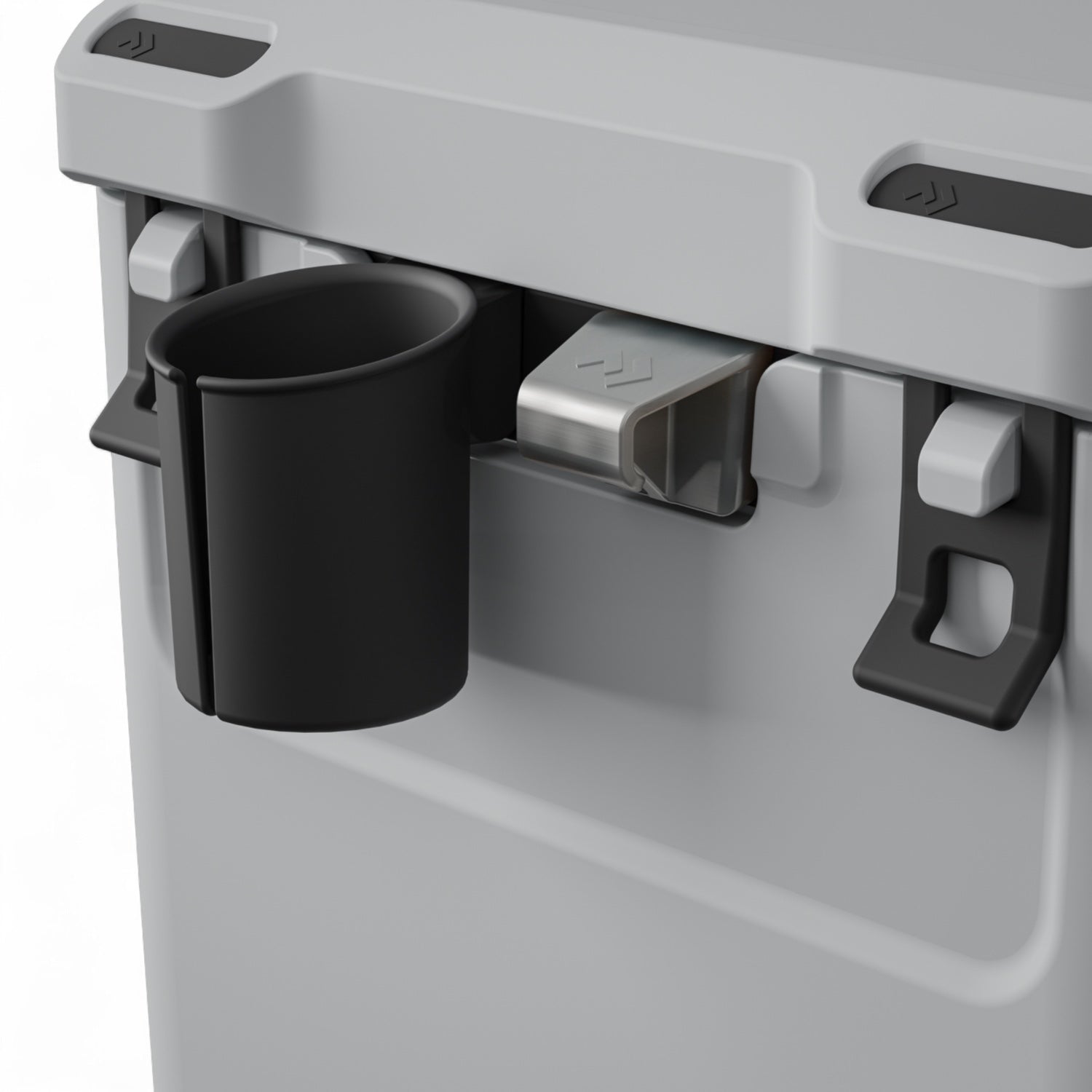 Dometic CI 15 koelbox 15L – passief, voor boot & outdoor, detail in grijze Mist kleur, met accessoires drinkbekerhouder en flessenopener 