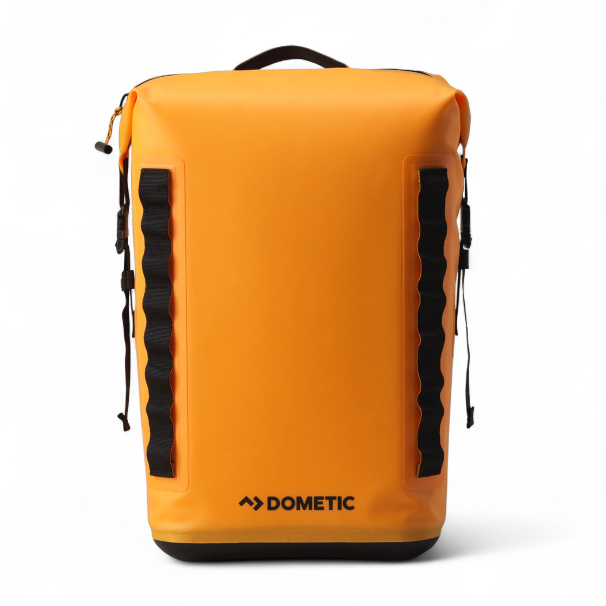 Dometic PSC22BP koelrugzak – waterdichte koeltas backpack 22L in kleur Glow vrijstaand met zicht op voorzijde met handige zijstrips voor opbergruimte van kleine spullen