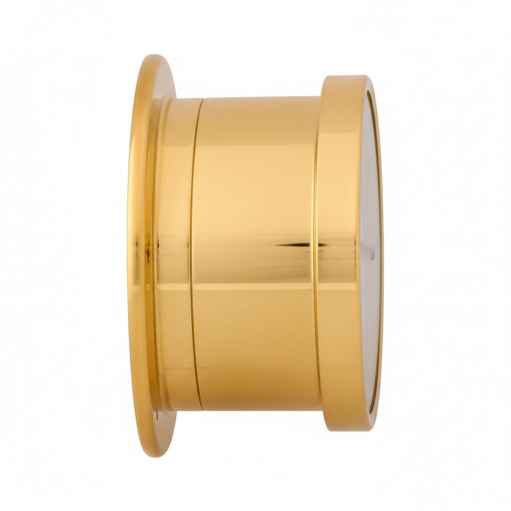 Fischer 103U Quartz Scheepsklok klassiek nautisch zijkant met hoogte van klok in beeld kleur messing zijkant