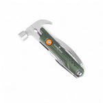 Flamefield 11-in-1 Multi-Tool Hammer Forest Green ingeklapt van stevig rvs
