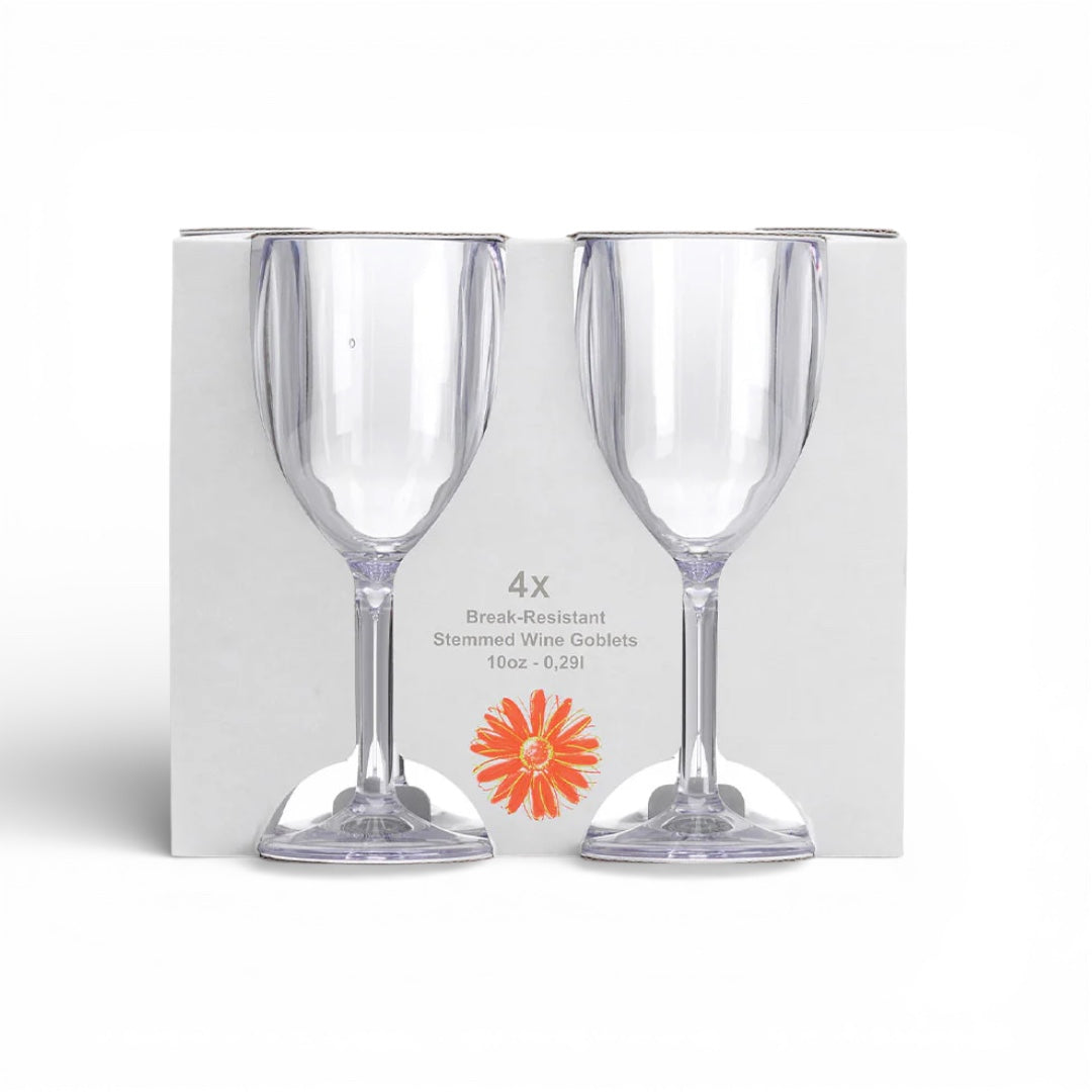 Flamefield Clear wijnglas goblet 290 ml – kristalhelder & breukvast (4 stuks) in verpakking 