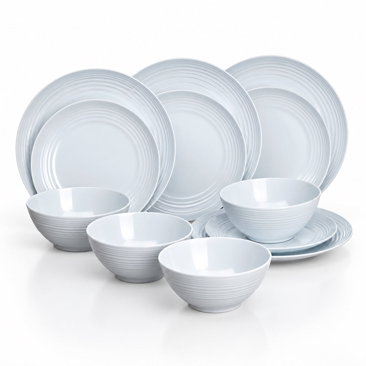 Flamefield Cool white non slip dinner set 12pc