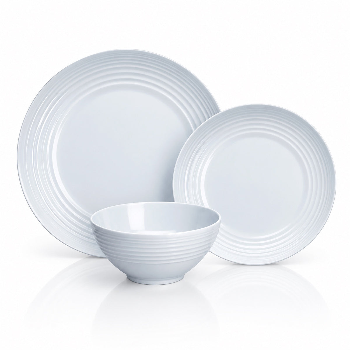 Flamefield Cool white non slip dinner set excisiting of 3 pcs
