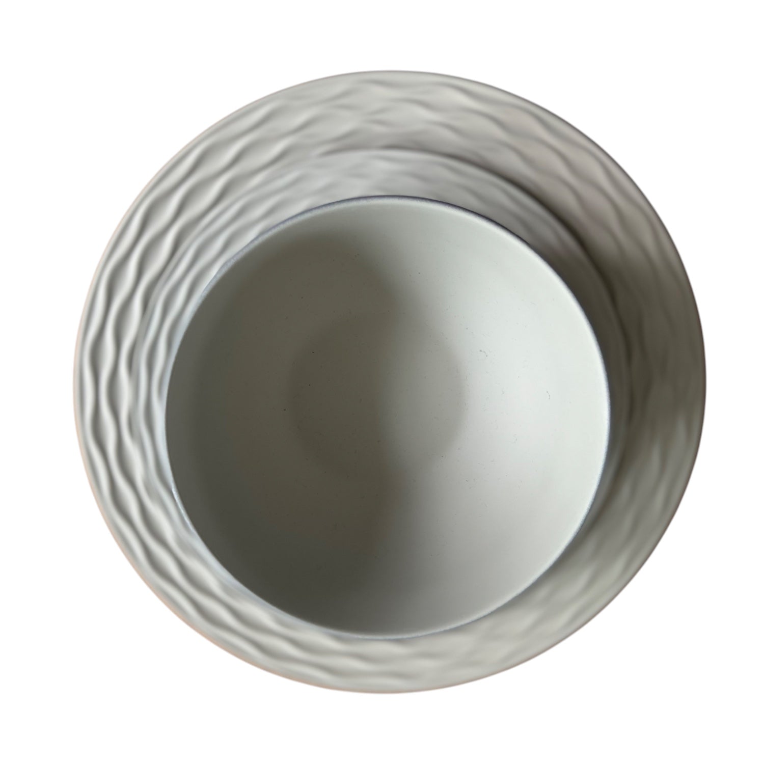 Flamefield Ripple Sand RS0112 melamine servies zand, grijs, natuur relief bovenaanzicht