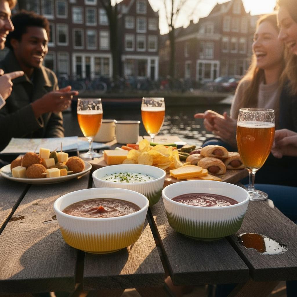 Flamefield Soleil dipschaal 8 cm (135 ml) – wit met kleuraccent, ribbel, melamine on a Canal in Amsterdam