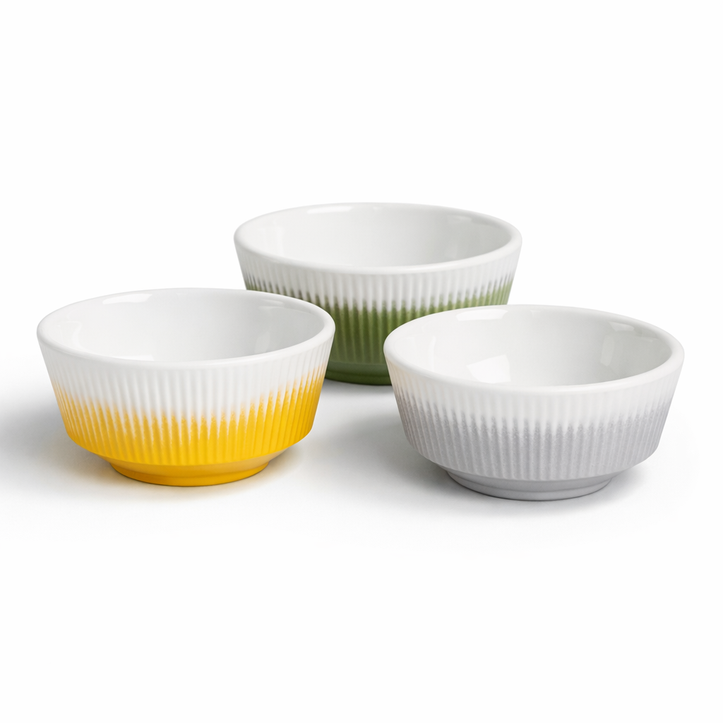 Flamefield Soleil wite kom met gekleurde rand 13 cm 480 ml - melamine ribbel matte look