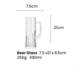 Flamefield Y012 Bierglass met royaal formaat tekening met afmetingen
