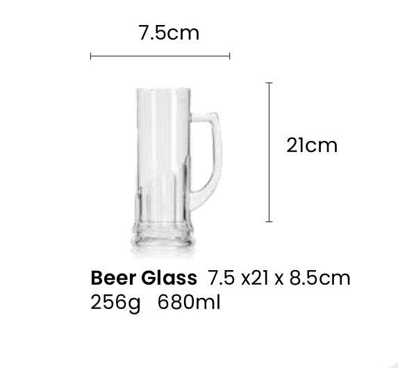 Flamefield Y012 Bierglass met royaal formaat tekening met afmetingen