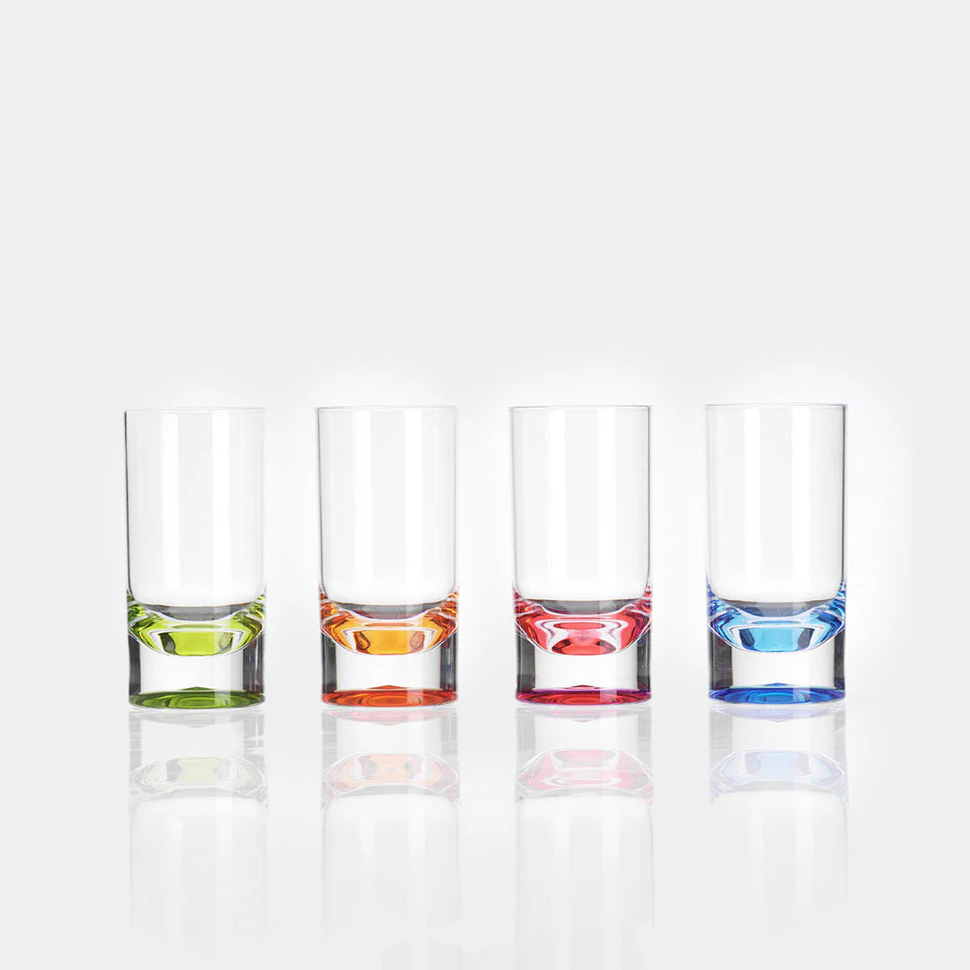 Flamefield longdrinkglas Party Slim Jim (set van 4) – met gekleurde bodem