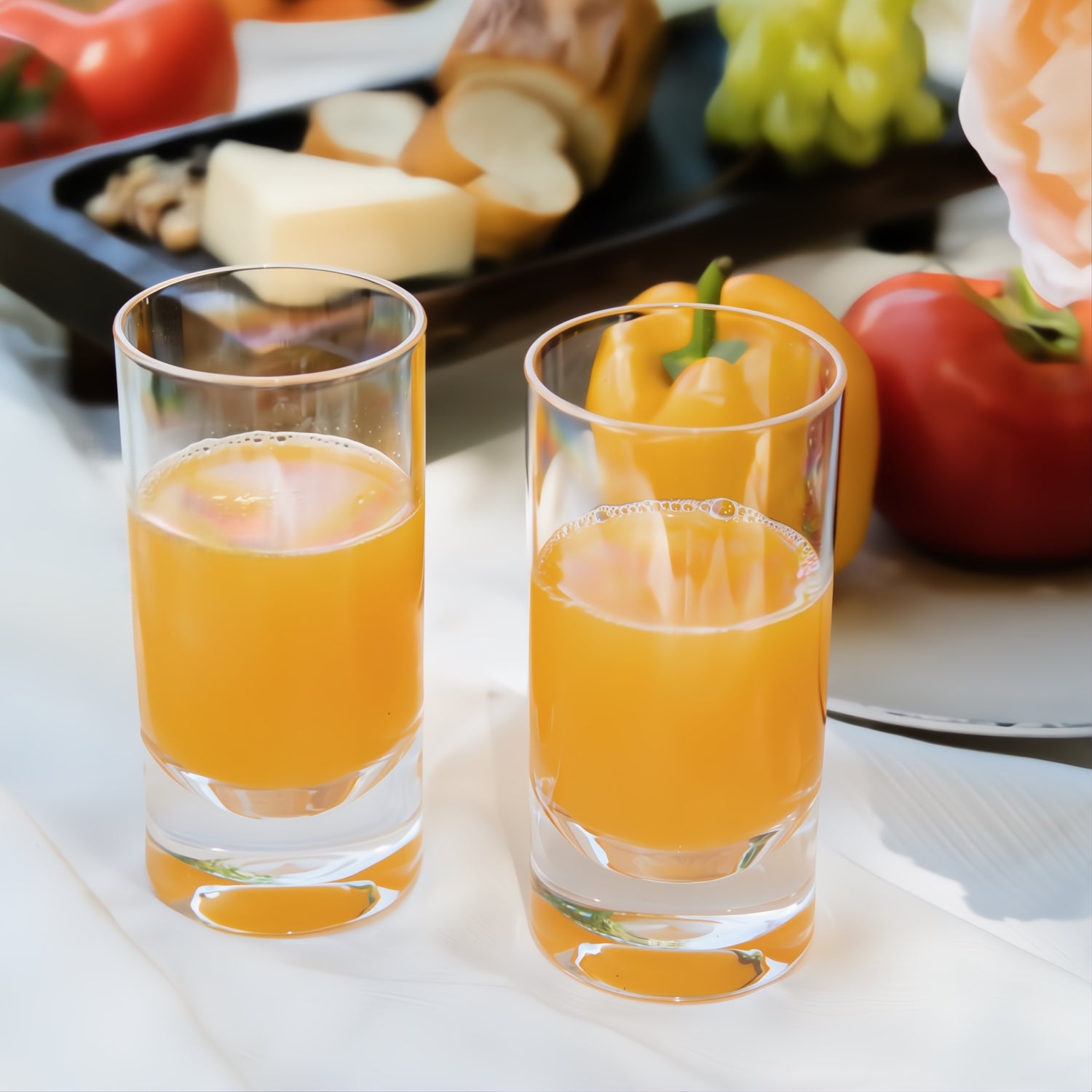 Flamefield longdrinkglas Slim Jim Short Clear 290 ml (set van 4) – onbreekbaar, kristalhelder, acryl met jus dorange in een glas