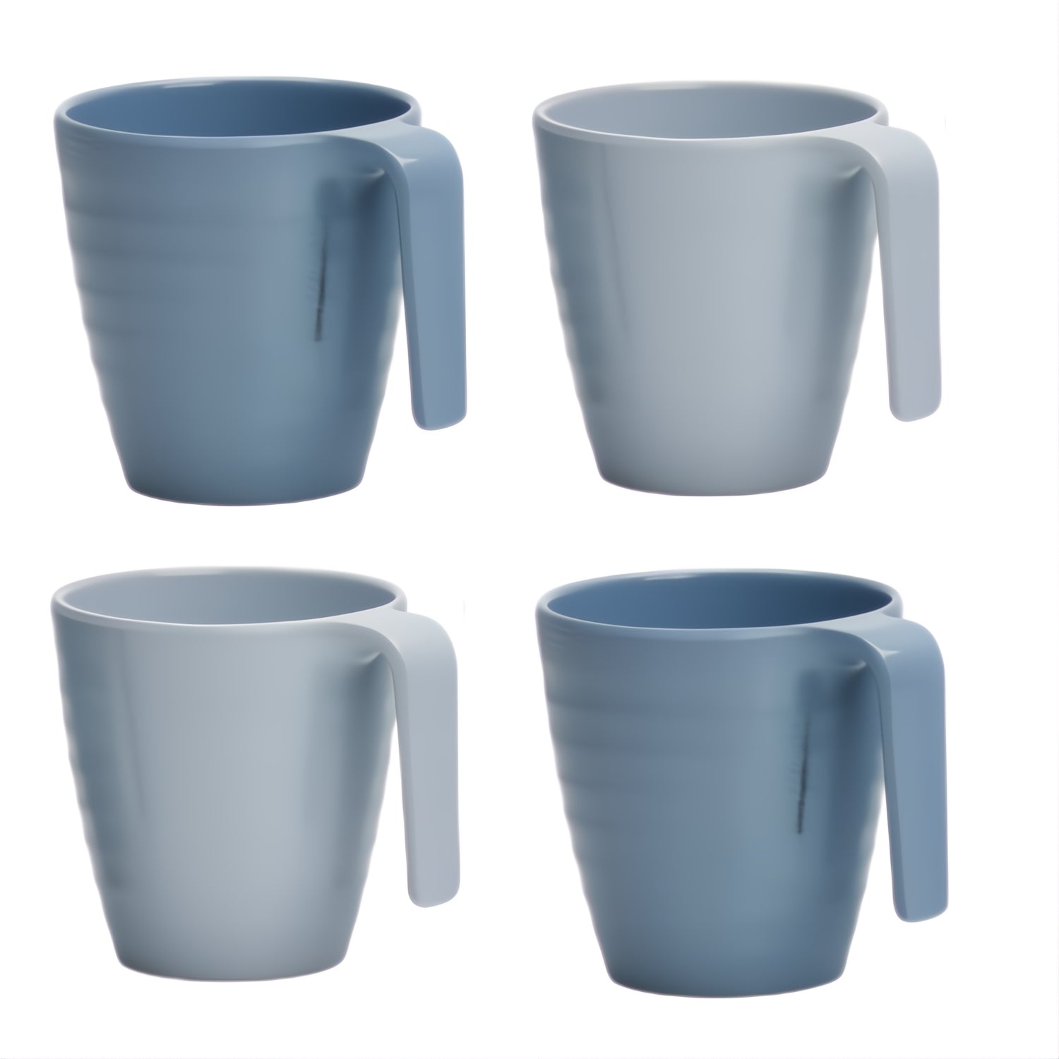 Flamefield mokken Shades of Blue (4 stuks)- maritieme stijl, breukvast comfort vier op een rij