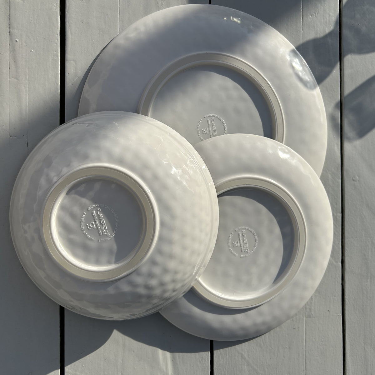 Flamefield onbreekbaar servies Boho Dream – 12-delige melamine set met antislip drie op een rij onderkant 