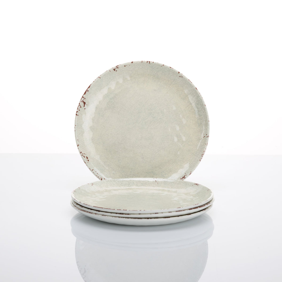 Flamefield onbreekbaar servies Rustic Pearl - 12-delig melamine, creme-wit, parelmoer 4 dinerborden