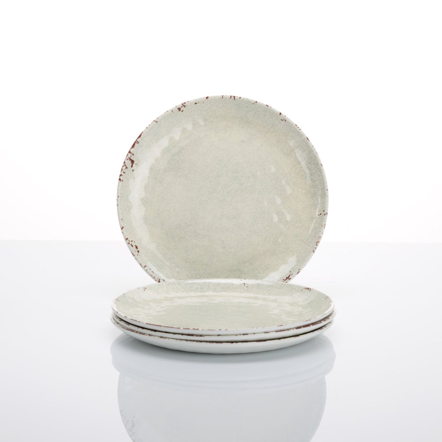 Flamefield onbreekbaar servies Rustic Pearl - 12-delig melamine, creme-wit, parelmoer 4 dinerborden