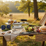 Flamefield opbergbakjes op een tafel buiten 