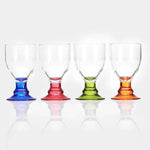 Flamefield party bella goblets met gekleurde voet vier op een rij
