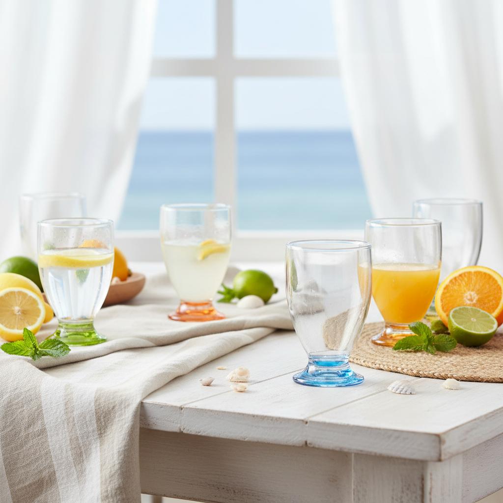 Flamefield_party_juice_glazen_op_een_aanrecht_met_vers_geperste_sinaasappelsap