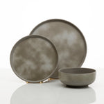 Flamefield serviesset Pebble Sky – 12-delig, mat grijs melamine showmodel set van dinerbord, ontbijtbord en kom