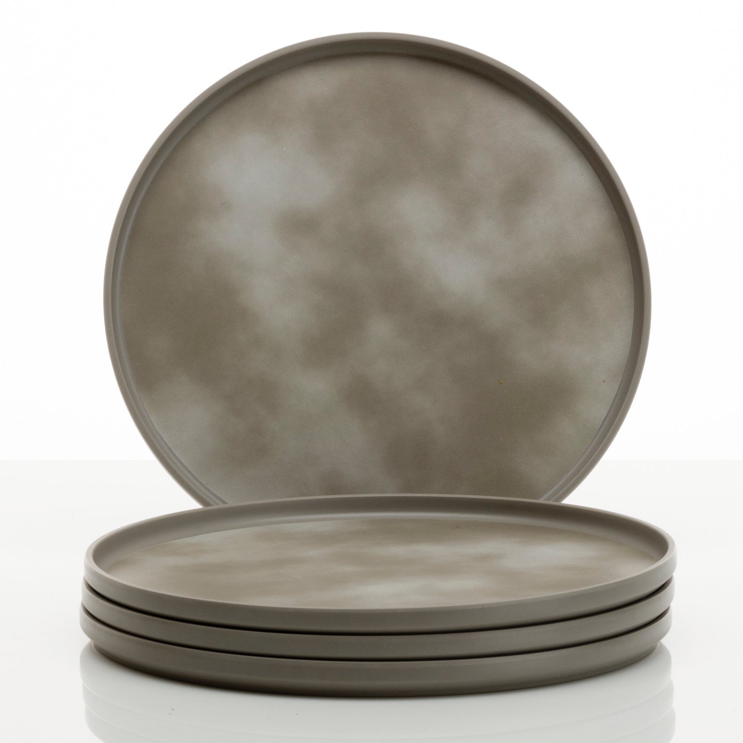 Flamefield serviesset Pebble Sky – 12-delig, mat grijs melamine stapel van 4 dinerborden