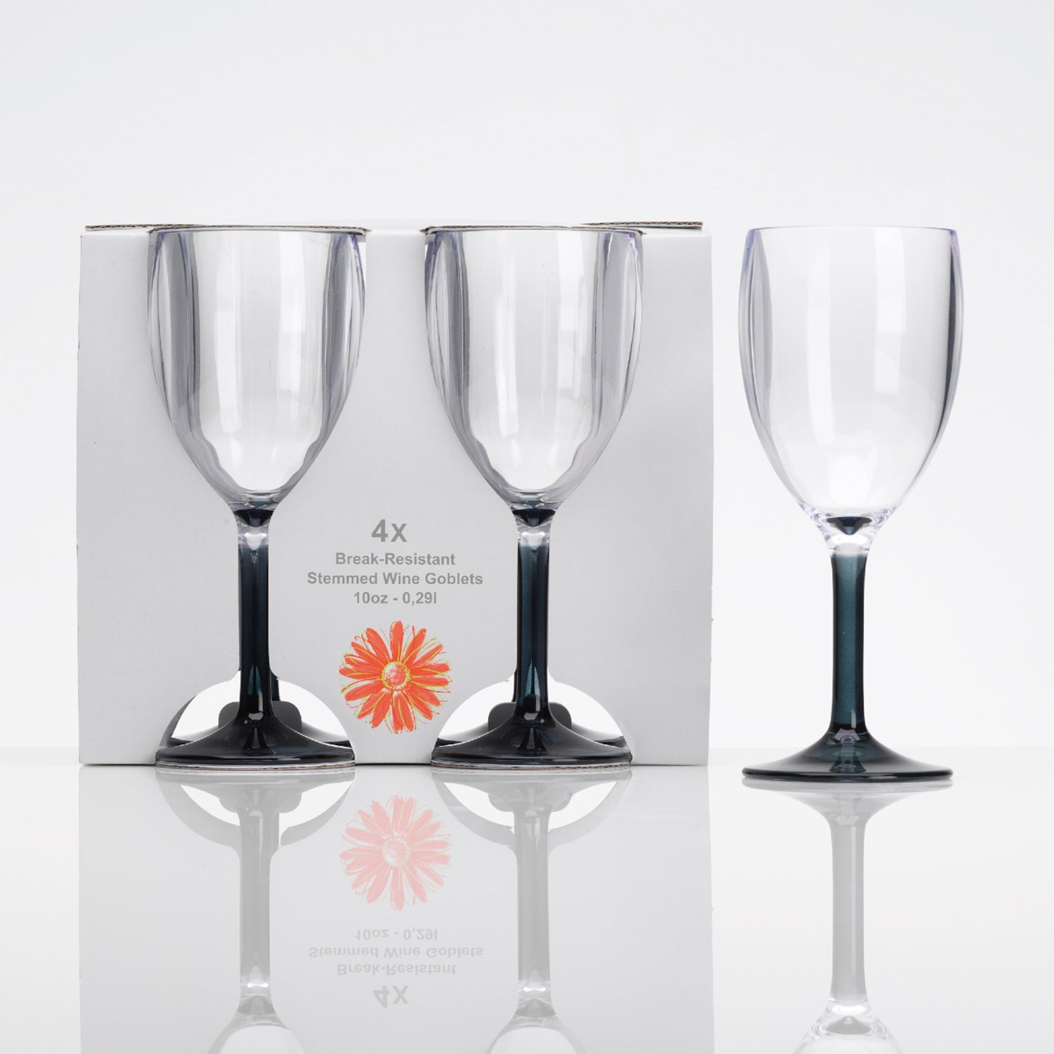 Flamefield wijnglas Smoke Goblet (set van 4) – breukbestendig acryl in verpakking