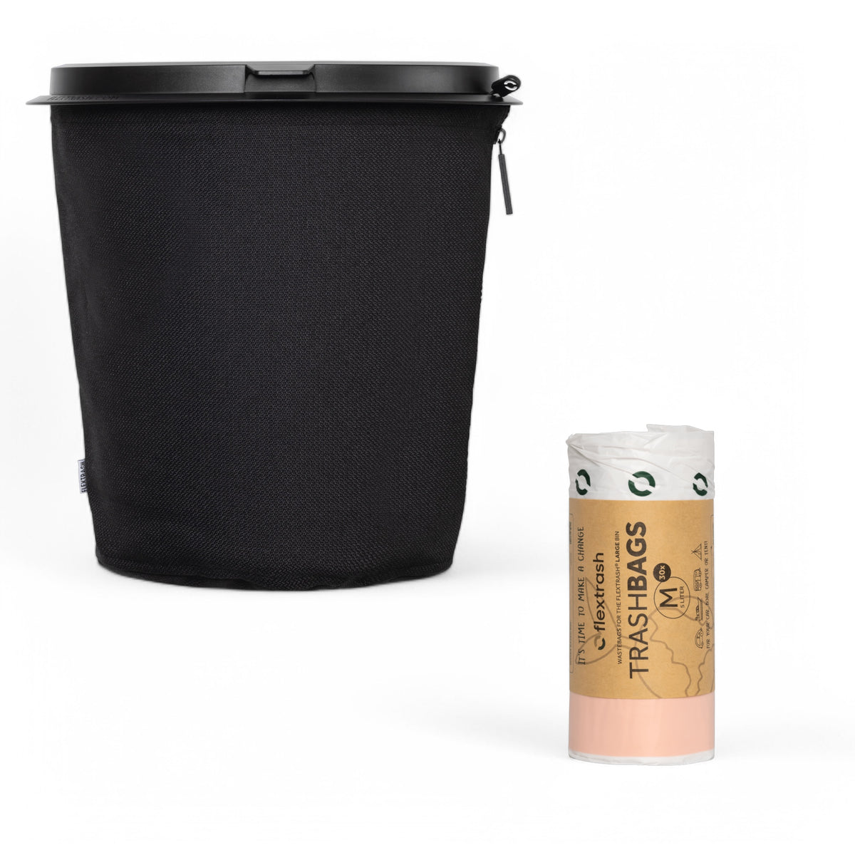 Flextrash flexibele prullenbak – Boldly Black maat M met afvalzakken