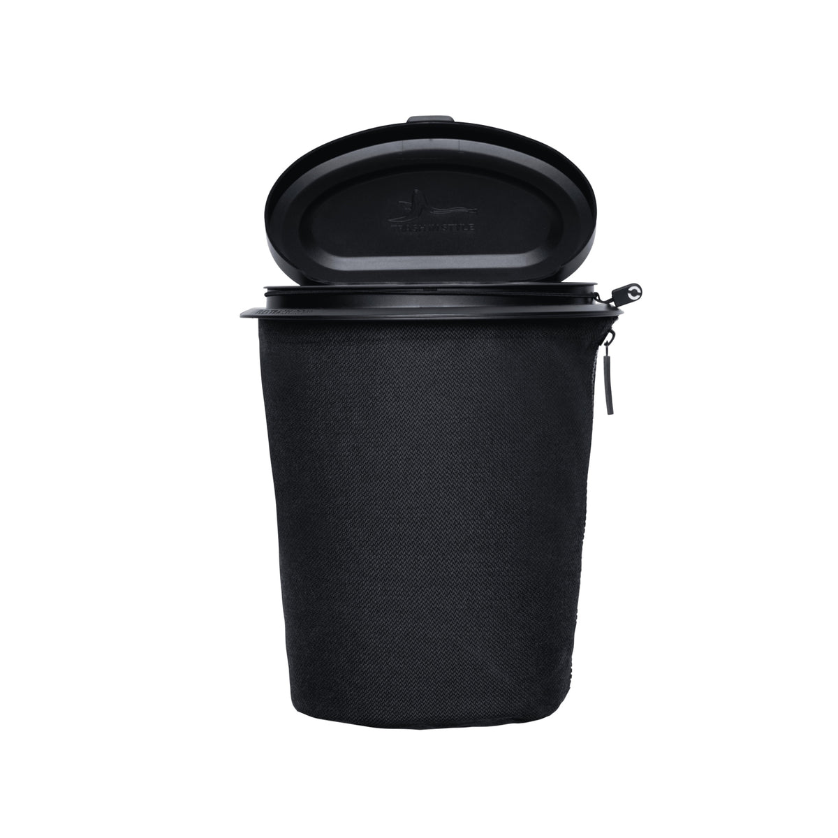 Flextrash flexibele prullenbak – Boldly Black maat S met open klep