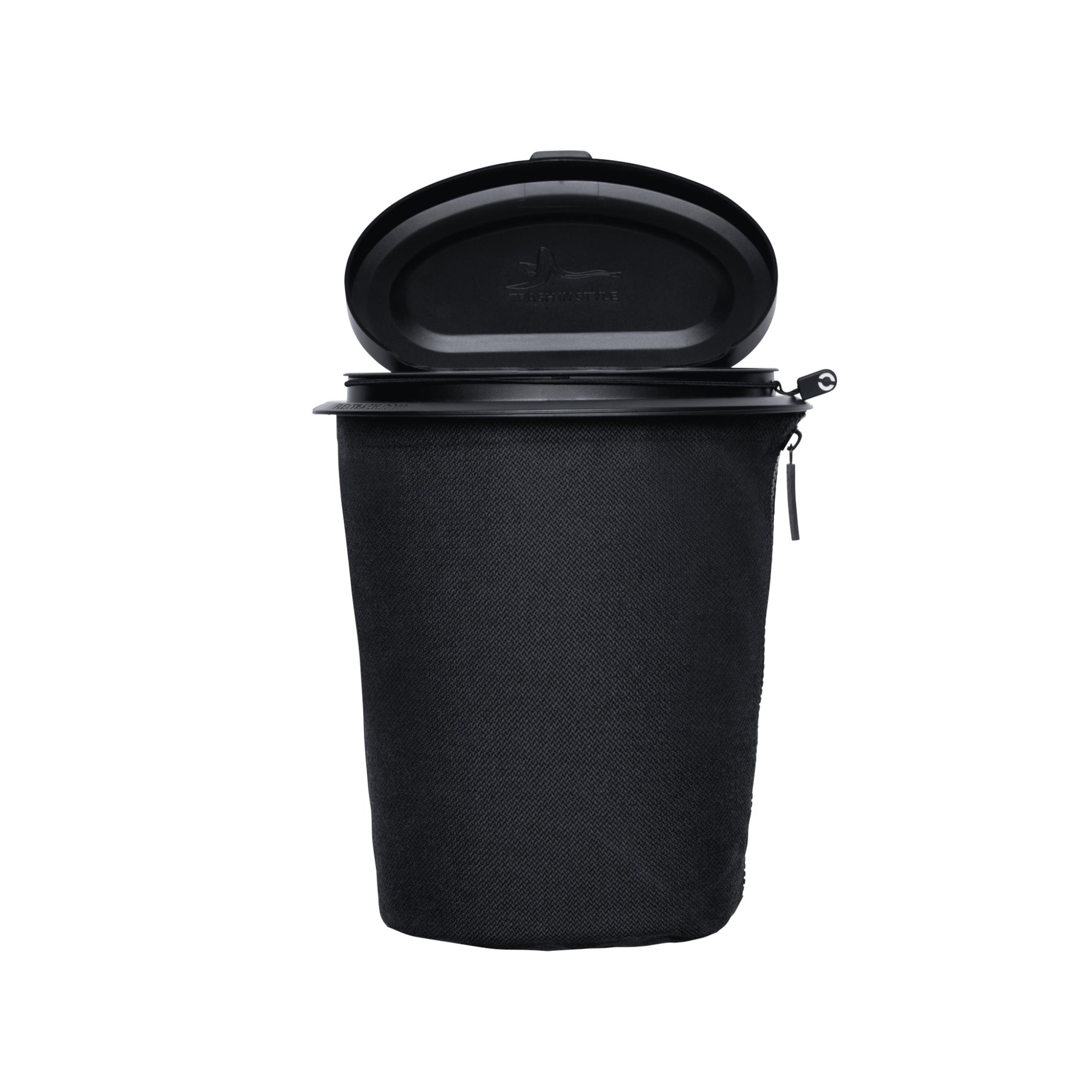 Flextrash flexibele prullenbak – Boldly Black maat S met open klep