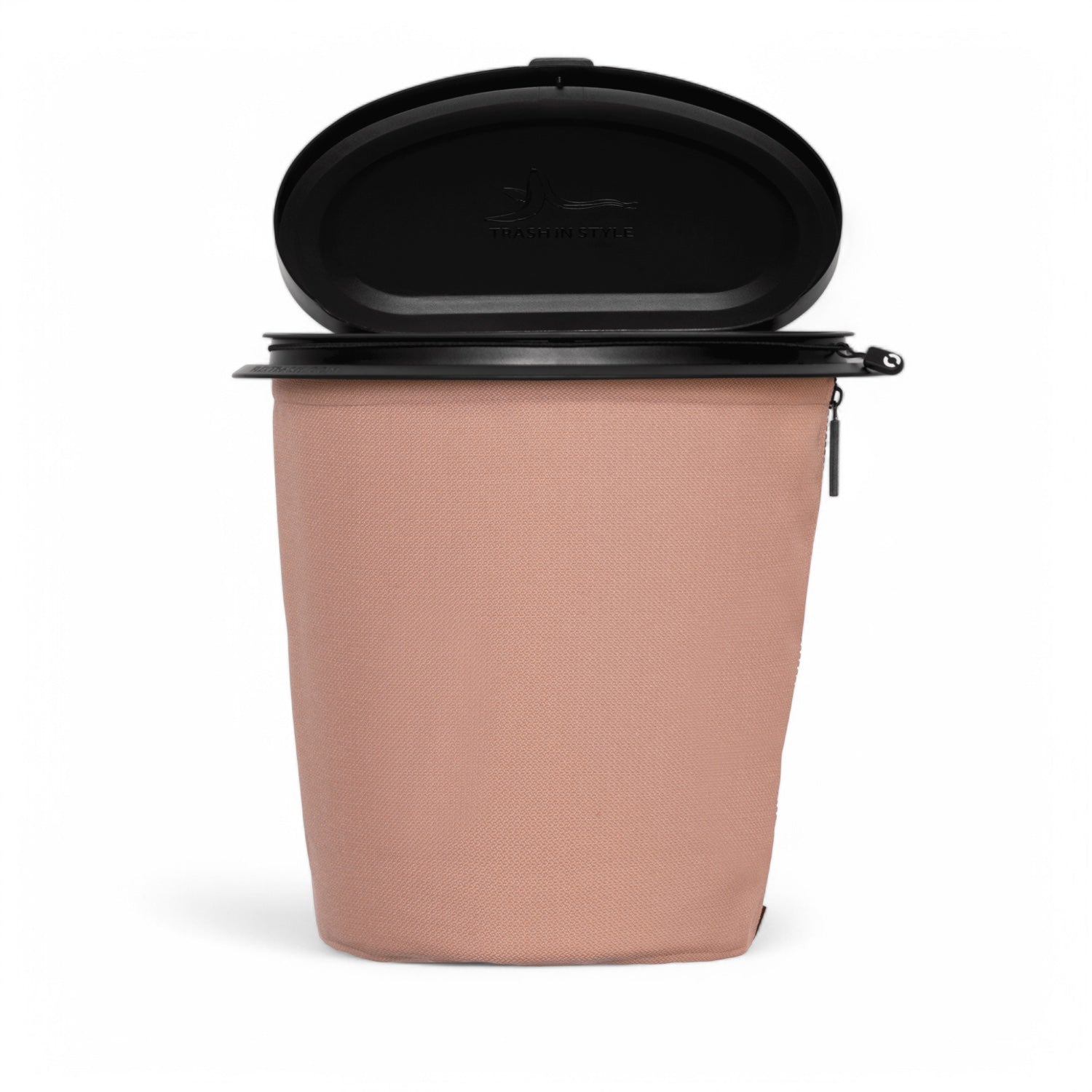 Flextrash flexibele prullenbak – Vintage Pink, maat medium, vooraanzicht met open klep
