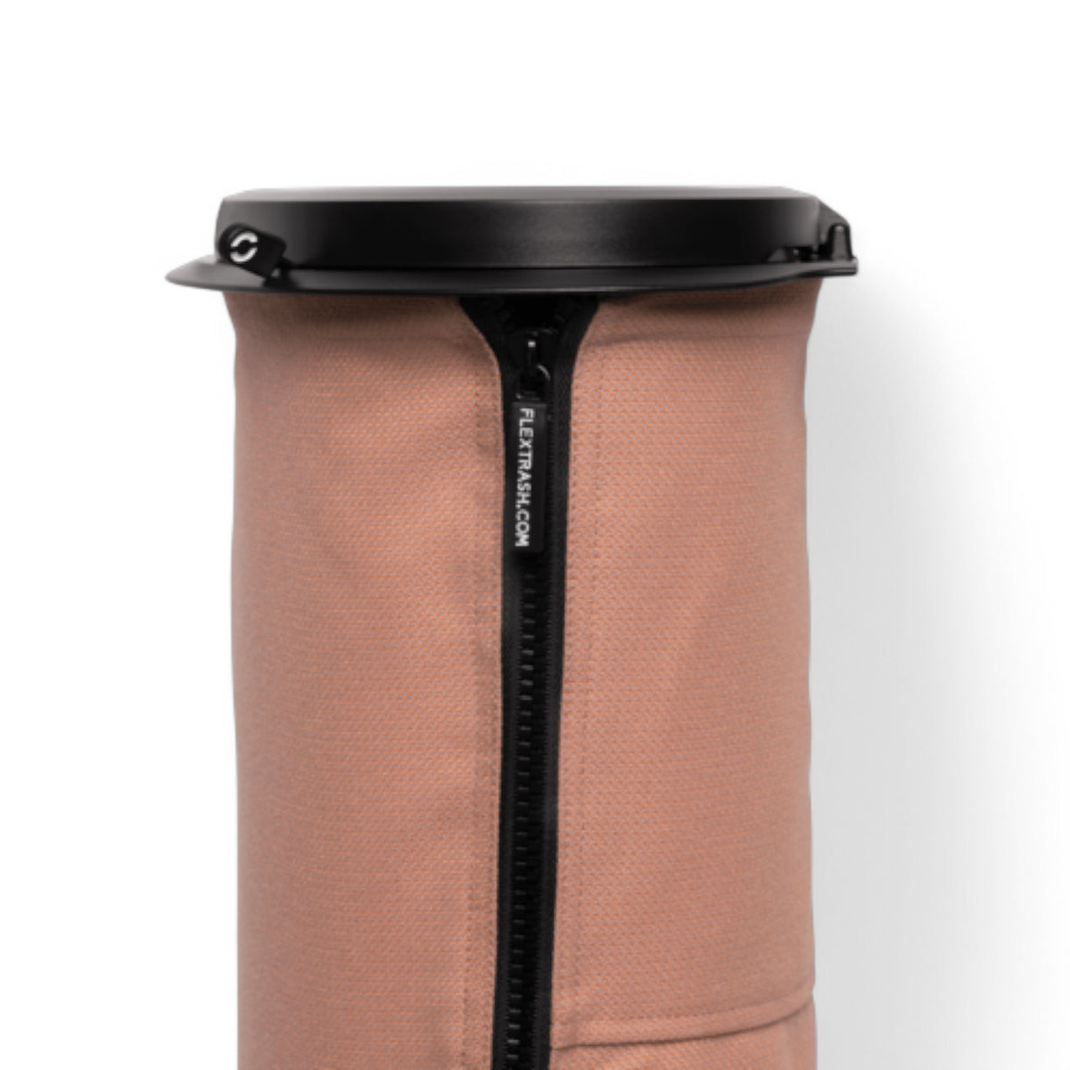 Flextrash flexibele prullenbak – Vintage Pink, maat medium, vooraanzicht met  rits in beeld