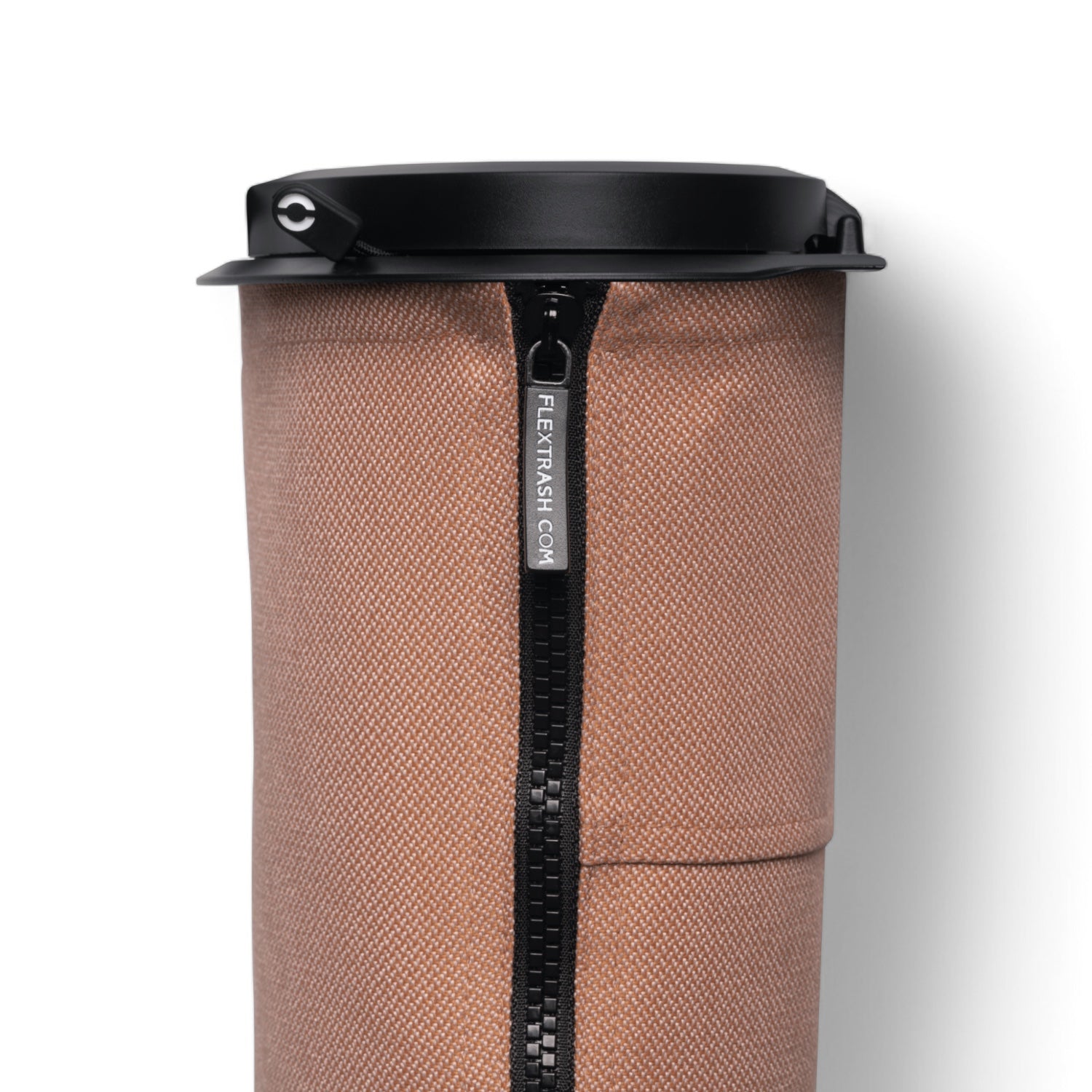 Flextrash flexibele prullenbak – Vintage Pink, maat small, vooraanzicht met  rits in beeld