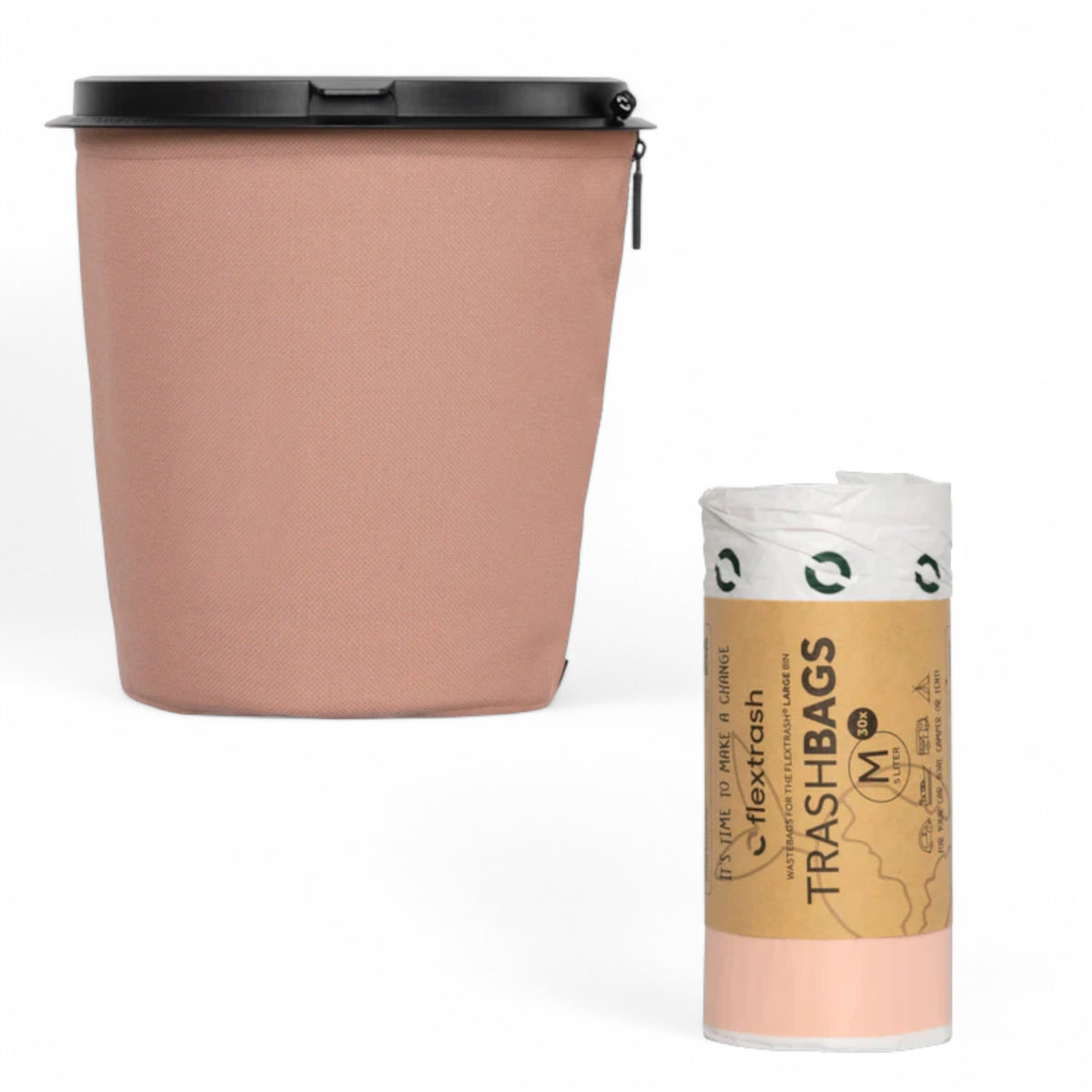 Flextrash flexibele prullenbak – Vintage Pink, met afvalzak voor thuis en onderweg