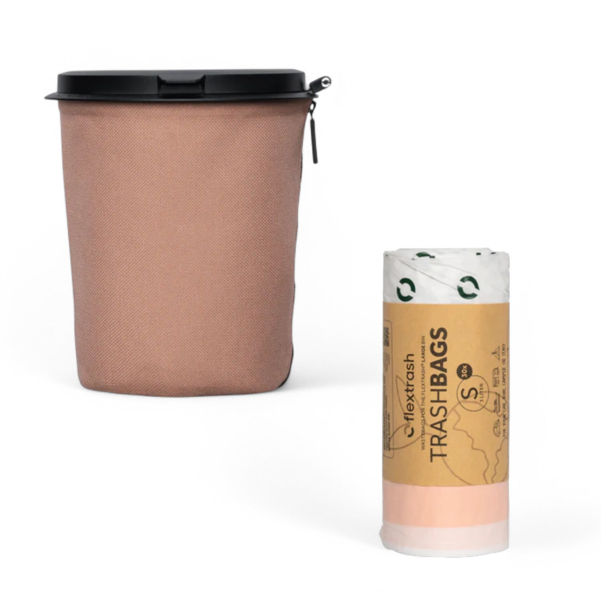 Flextrash flexibele prullenbak – Vintage Pink, small met afvalzak voor thuis en onderweg