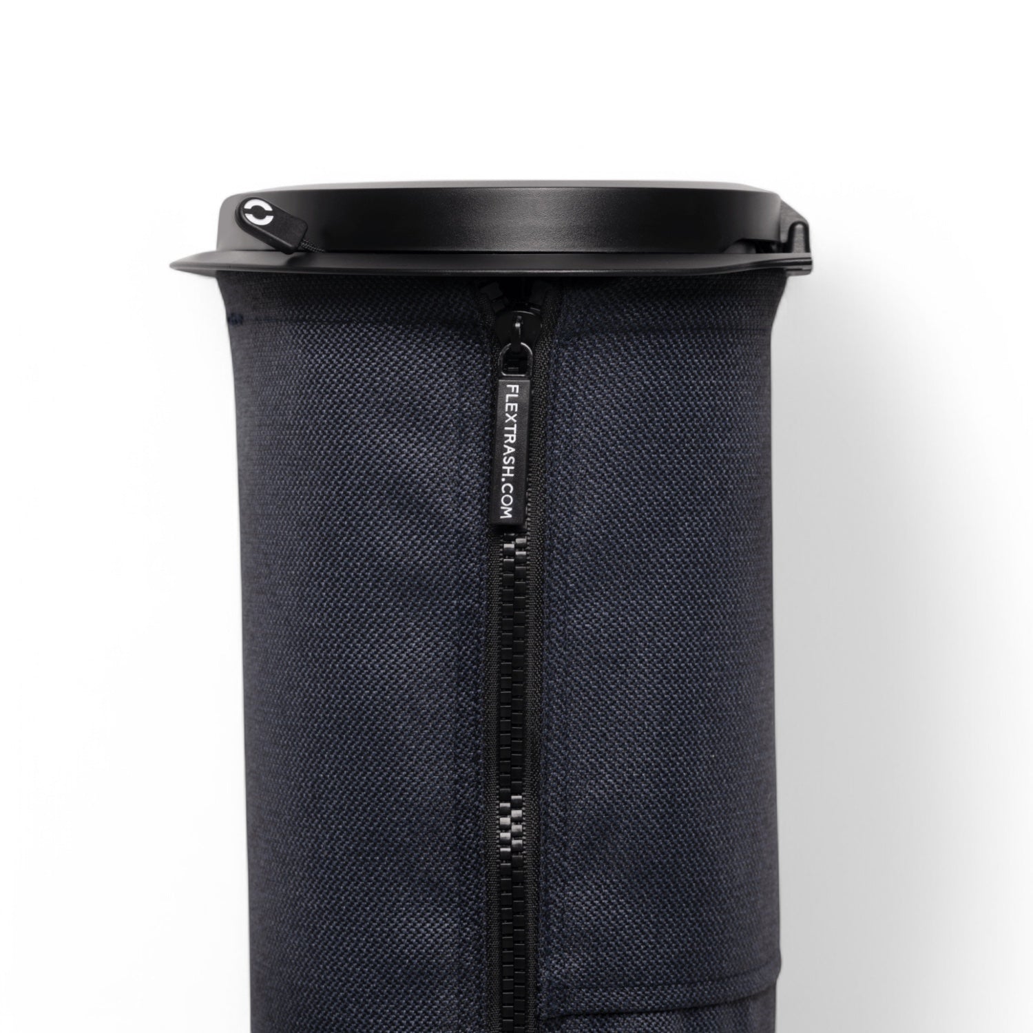 Flextrash flexibele prullenbak in kleur Navy Blue zijkant met rits