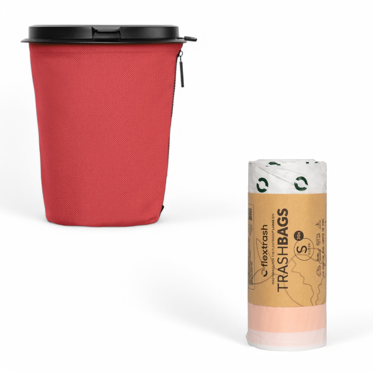 Flextrash flexibele prullenbak kleur rood in Maat Small, Autumn Red met trashbags
