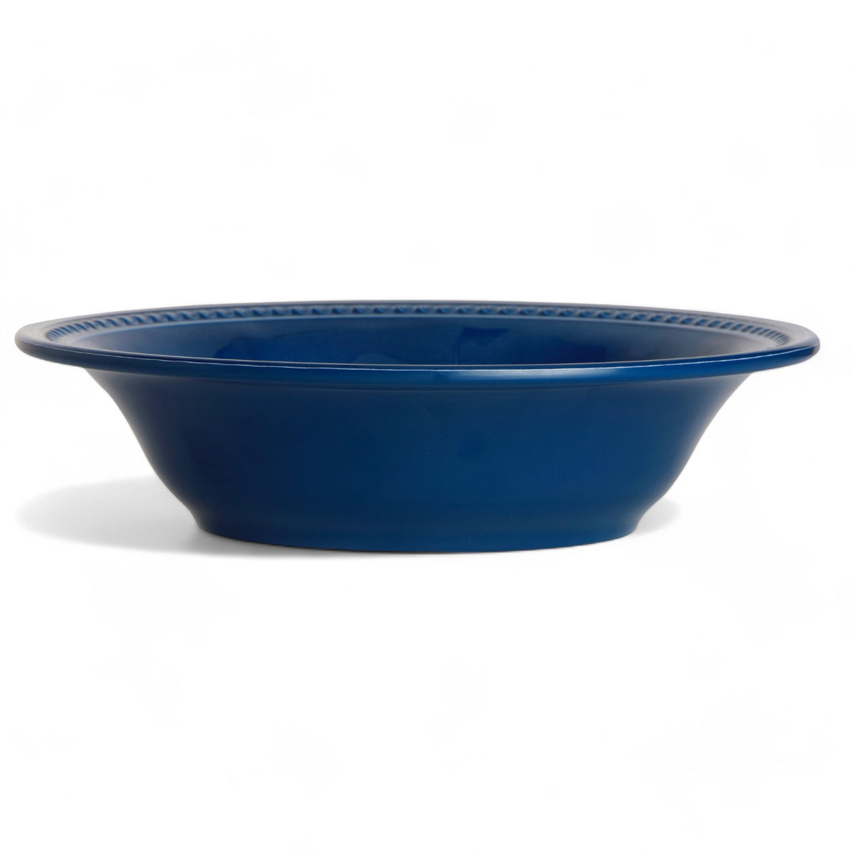  Harmony Blue bootservies - onbreekbaar, effen met klassieke parelrand 34502 diep bord zij aanzicht