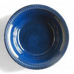 Harmony Blue bootservies - onbreekbaar, effen met klassieke parelrand 34592 diep bord