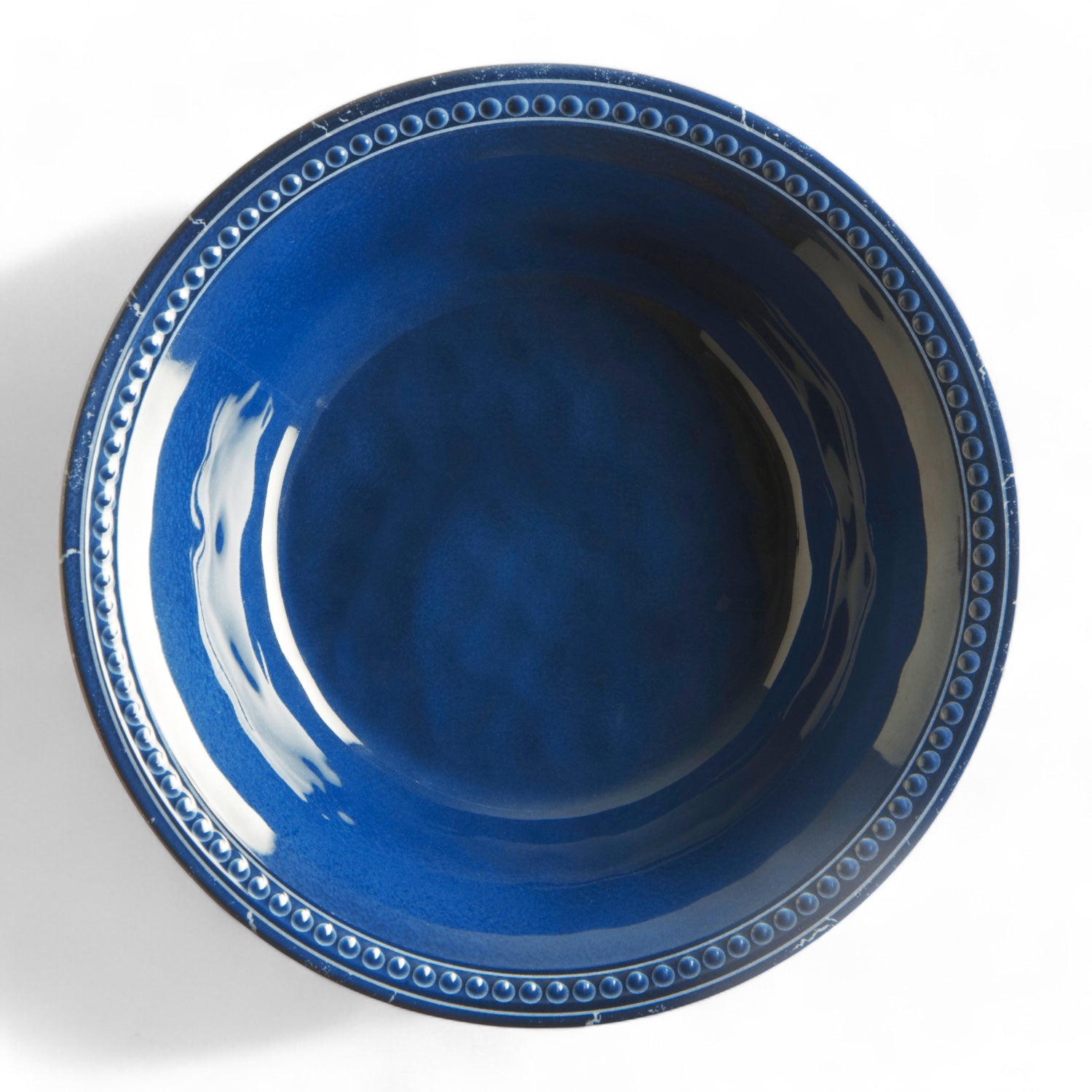 Harmony Blue bootservies - onbreekbaar, effen met klassieke parelrand 34592 diep bord