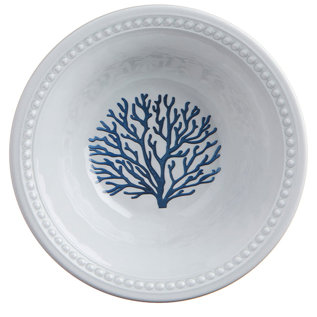 Harmony Mare Blue melamine servies - wit met koraaldecoratie en parelrand diep bord 13007
