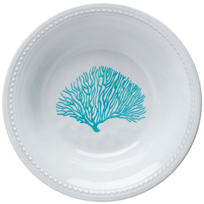 Harmony Mare Blue melamine servies - wit met koraaldecoratie en parelrand ontbijtbord 13002
