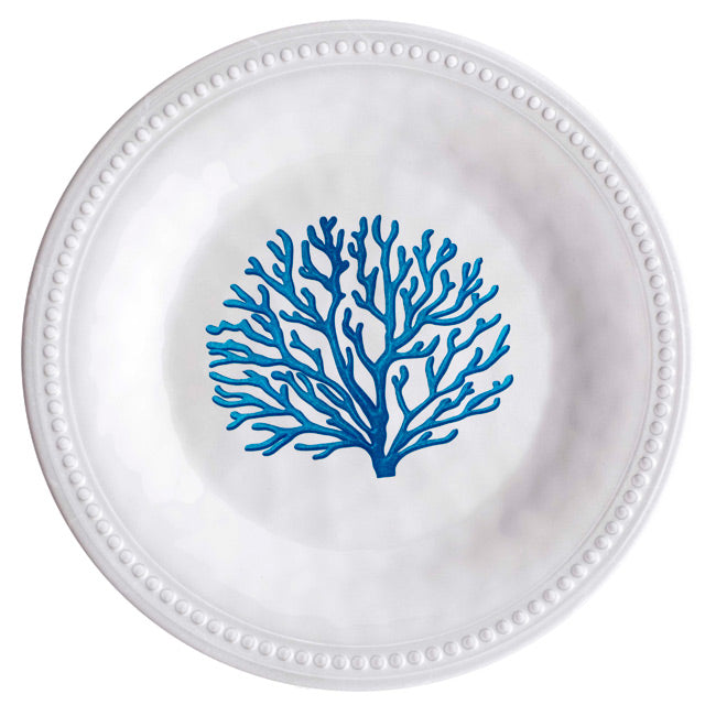 Harmony Mare Blue melamine servies - wit met koraaldecoratie en parelrand ontbijt bord 13007