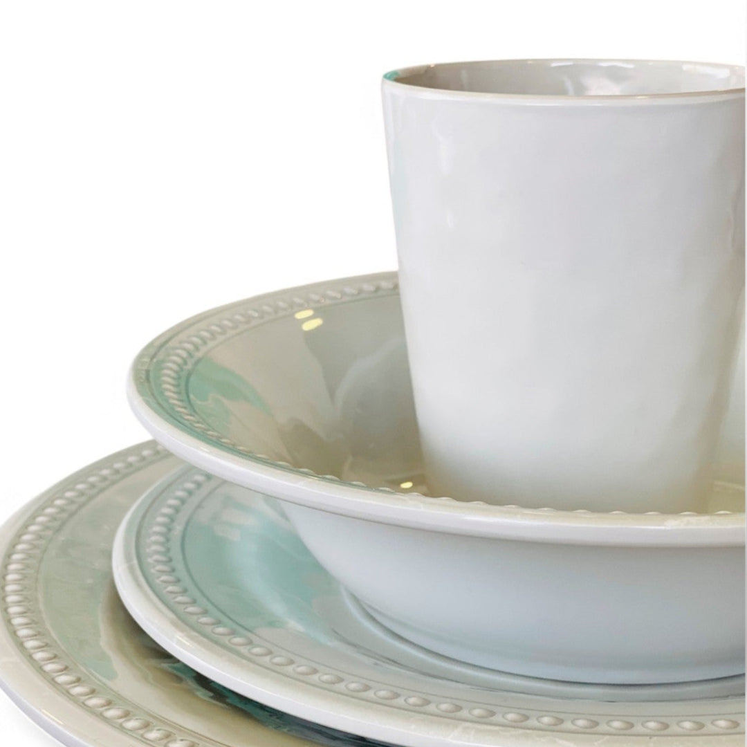 Harmony Pearl bootservies - onbreekbaar, effen met klassieke parelrand opgestapeld en ingezoomd