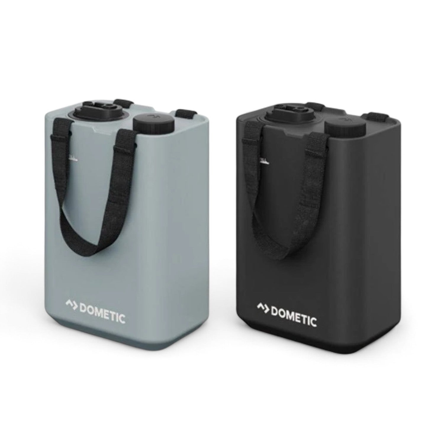 Dometic GO watertank 11L kleuren slate en  geopende doppen ernaast