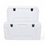 IGLOO Marine Contour koelbox – langdurige koeling, 113L & 142L voor boot en bouw beide formaten opgestapeld op elkaar