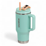 Igloo Flip ‘n’ Sip drinkfles 946 ml met rietje in seafoam groene kleur, van zijkant gefotografeerd met rietje erin