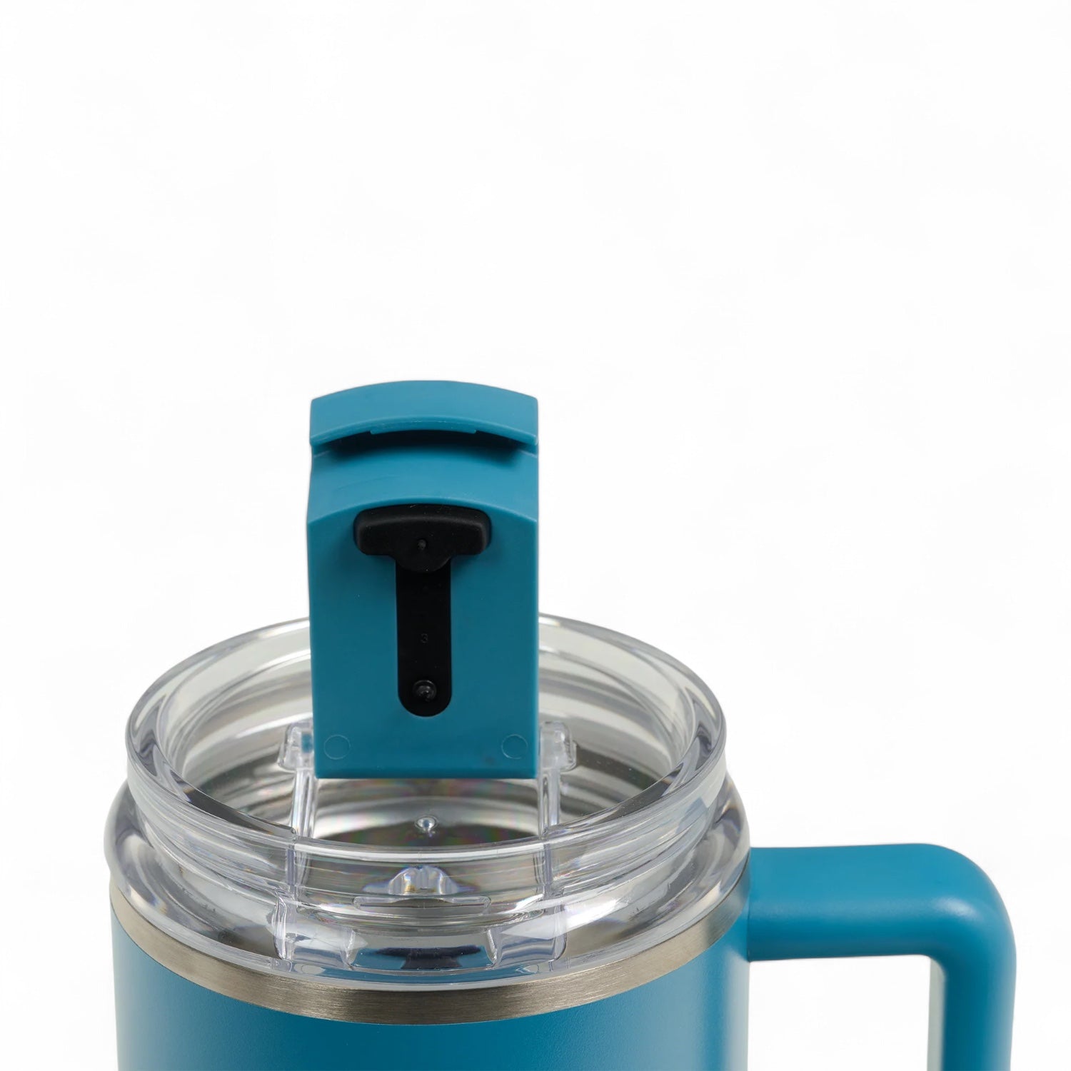 Igloo thermo modern blue koffiemok deksel open