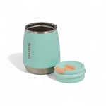 Igloo_thermo_wijnbeker_295ml_Seafoam met deksel die ernaast ligt