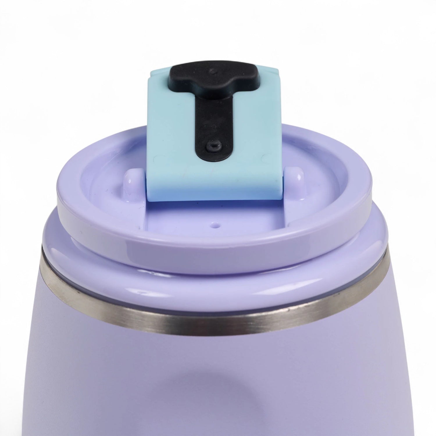 Igloo_thermo_wijnbeker_295ml_lilac met deksel die open staat