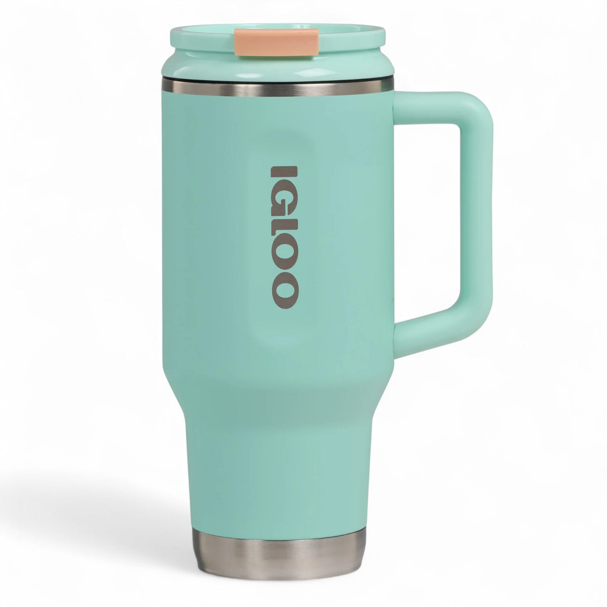 Igloo thermosfles Flip ‘n’ Sip 946 ml - duurzame drinkfles met rietje, seafoam kleur groen met logo op voorzijde