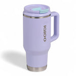 Igloo thermosfles Flip ‘n’ Sip 946 ml - met vacuümisolatie, handvat en rietje, in kleur lila met logo op voorzijde